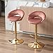 Wahson Juego de 2 Taburetes de Bar Terciopelos con Respaldo Hueco,Regulable en Altura,Sillas Altas de Bar Modernos Giratoria con Reposapies Dorados para Comedor/Isla Cocina(Rosa)