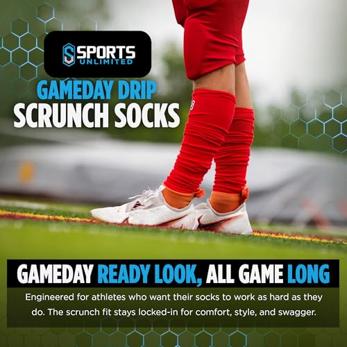 Sports Unlimited Gameday Drip Scrunch Football Socks, Football Scrunch Socks, Men and Youth, Sold as a Pair2