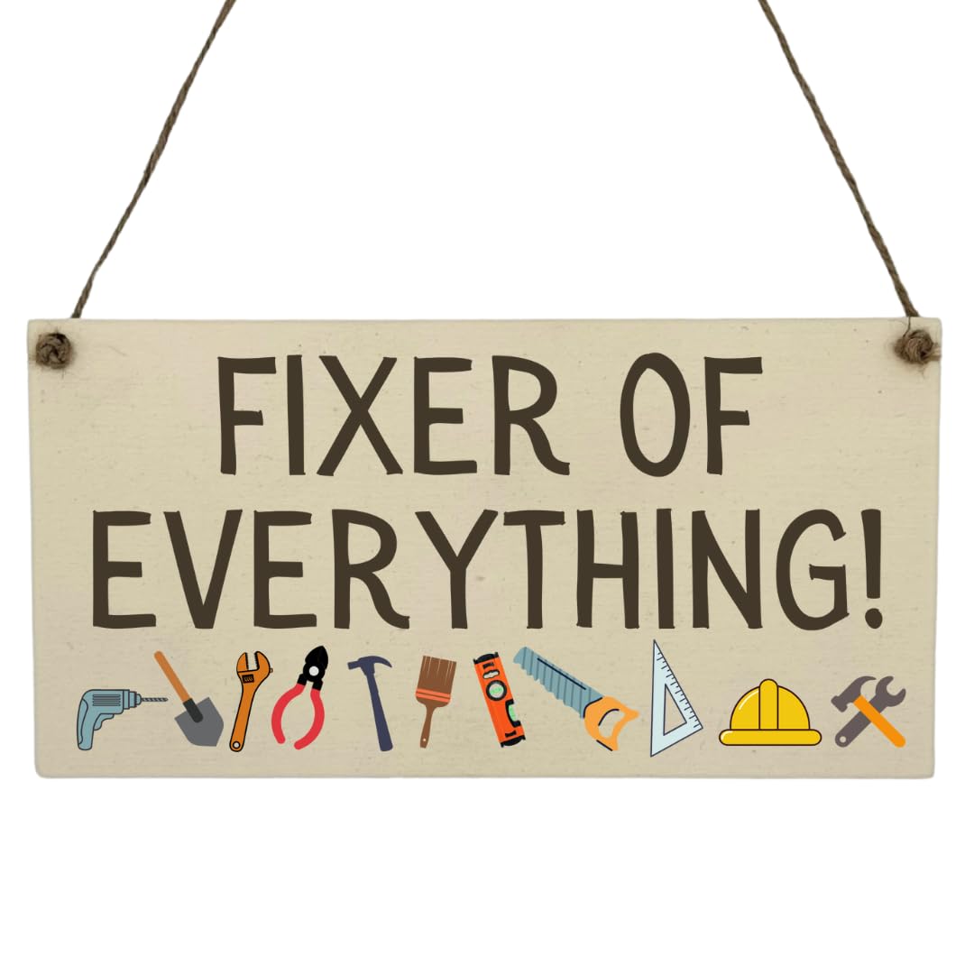 Second Ave Gift Company Wood Tone Second Ave Funny Fixer Of Everything Office Desk Wooden Hanging Rectangle Sign Plaque Secret Santa Gift