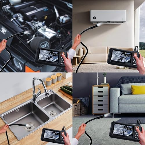 Image of MICROWARE Endoscope Camera with Light, Borescope Camera with 4.3 inch IPS Screen, 1080P HD with 8 LED Lights, 16.4FT Semi-Rigid Cord Bore Scope, Gadgets for Men & Tools for Men