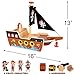 ArtCreativity Wooden Pirate Ship Toy Set for Kids - Pirate Play Set with Wood Ship, Cannon, Barrel, Treasure Chest, Bench, 4 Pirates - Toy Ship for Boys 3-5 - Pirate Gifts for Christmas