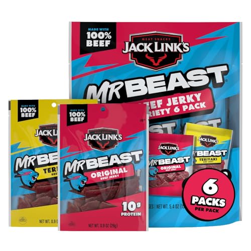 Jack Link's MrBeast Original and Teriyaki Beef Jerky - (6 Pack) 5.4 oz | Variety Pack - Bags - Ready to Eat Protein Snacks - Up to 10g Protein per Bag - Made with 100% Beef - image 1