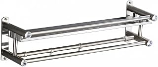 Storage Shelf Stainless Steel Organization Rack Polished Multi-Tier Lavatory Shelf with Towel Hanger Suitable for Home Use, 40cm