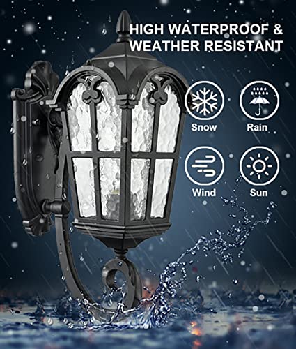 Image of YUBOLE Outdoor Wall Light Fixture Exterior Wall Lantern for Front Porch Garage Patio, Matte Black
