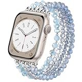 VISOOM Braccialetto con perline compatibile con Apple Watch Band 42 mm/41 mm/40 mm/38 mm Serie 10 9 8 7 SE Series 6/5/4 da donna alla moda carino fatto a mano perla elastico cinturino per iWatch