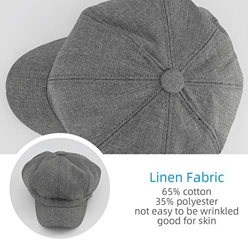 Gisdanchz Women Linen Newsboy Cap Cabbie Hat 8 Panels - 6 7/8 Fitted