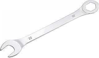 uxcell Thin Combination Wrench with Offset 6-Point End and Angled Open End, Metric Mirror-Chrome Plated High Carbon Steel, for Household Repairs, 22mm