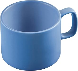 VOBAGA Coffee Mug 11 oz Tea Cup with Flat-Bottom Warming Coffee Milk for Office and Home (Light Blue)