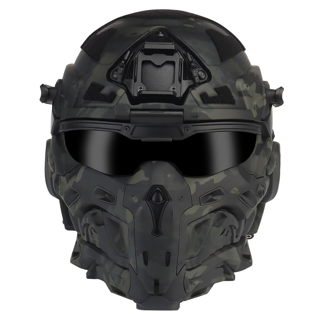 Funwetrike Adults Unisex Tactical Helmet, Full Face Helmet With Built-in Headset, Anti Fog Fan, Removable Anti-Fog Goggles, Used For Cosplay Hunting Paintball Ball CS