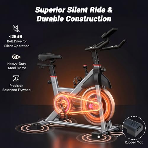 Image of OLIXIS Exercise Bike with APP Control, Brake Pad Stationary Bikes with Quiet Magnetic Resistance, Indoor Cycling Spin Workout Bike with 300.0 lbs Weight Capacity,Orange /Red /Blue