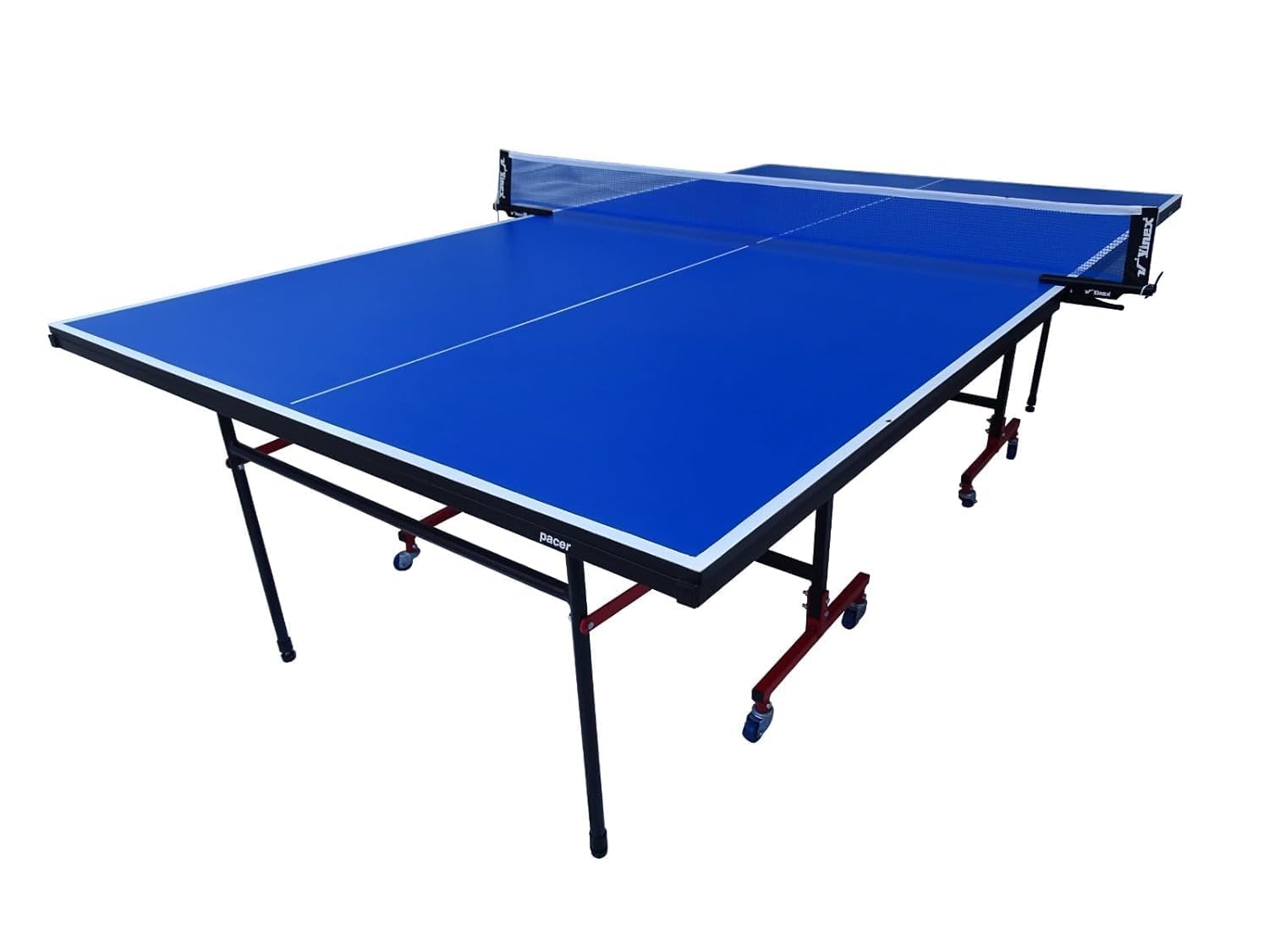 Vinex Pacer Table Tennis Table (9x5 ft, 18mm Thick Board) | Foldable Full-Size Ping Pong Table with Wheels, Ideal for Home & Practice | Includes 2 TT Bats, Balls, Net & Accessories-image-39