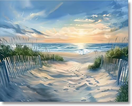 Gutluz Malen nach Zahlen Erwachsene Landschaft Meer - Paint By Numbers Adults Landscape - Malen-Nach-Zahlen Erwachsene Leinwand Pinsel - Bastelset Erwachsene 50x40cm