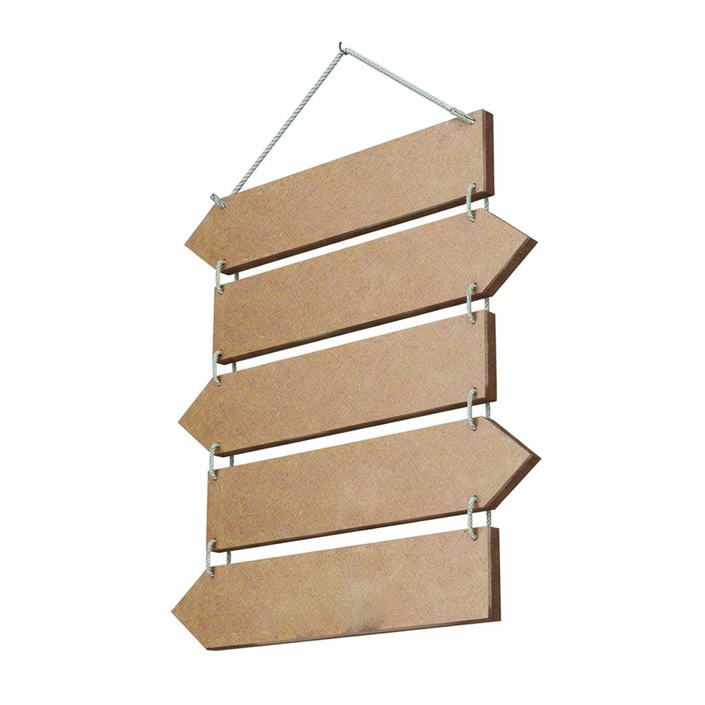 MDF Arrow Shape Plaques with Rope Set of 5 Suitable for Decoupage,Resin Art,Pyrography,Mandala Art Plaques Size: 20x15 Inches (Each Plaque Size is 15x3.5 Inches) Thickness 4mm-image-13