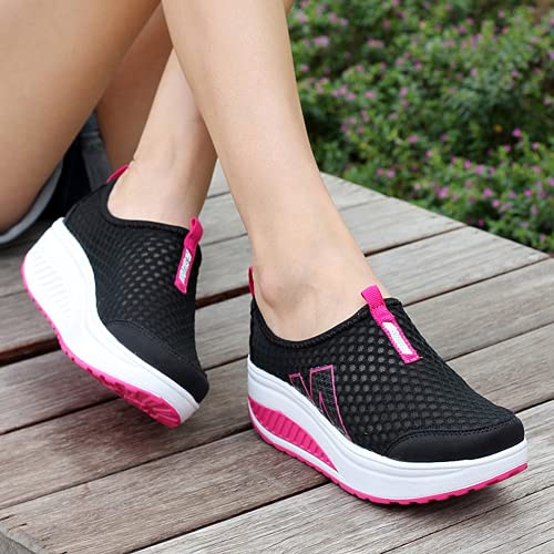 ZBYY Women's Platform Wedge Sneakers Breathable Casual Waking Shoes Lightweight Slip On Comfort Mesh Athletic Shoes2
