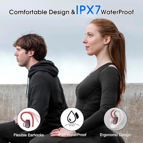 OYIB-Auriculares-inalambricos-Deportivos-2024-Auriculares-Bluetooth-54-con-HiFi-Estereo-HD-Microfono-50H-Cascos-Inalambricos-con-Pantalla-LED-IP7-Impermeable-Auriculares-para-Sport-Rojo