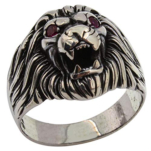 Solid 925 Sterling Silver Rings for Men Turkish Handmade Ruby Gothic Lion Biker Premium Quality (13.25) Solid 925 Sterling Silver Rings for Men Turkish Handmade Ruby Gothic Lion Biker Premium Quality (13.25)