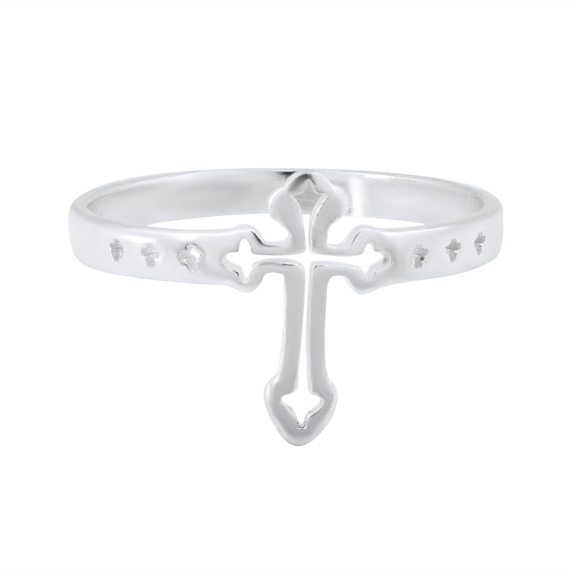 Missmister Brass Silverplated Catholic Jesus Christ Crucifix Cross Fingerring Christian Jewellery Men Women-image-35