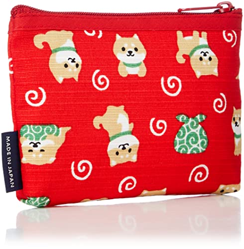 Wafu Biyori 117716 Mameshiba no Tsukuri Zippered Card Case, Red2