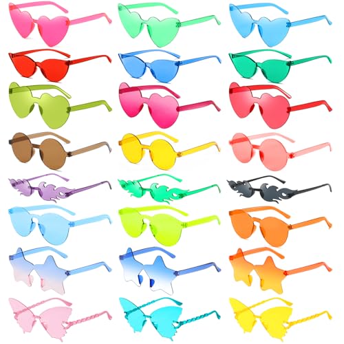 12/24 Mixed Style Rimless Sunglasses Retro Colored Party Glasses Funny Rimless Pool Bachelor Costume Accessories