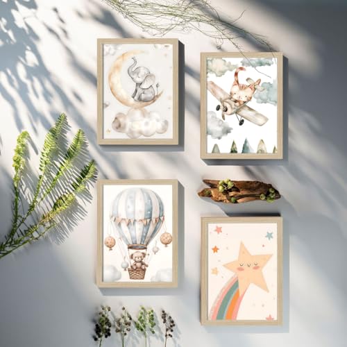 Image of ArtX Paper Wall Paintings For Kids Room, Wall Frames, Decoration Items, 10x13 inch (A4) Size, Multicolor, Synthetic Wood, Set Of 4