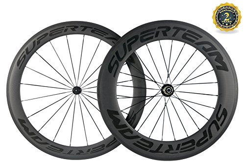 Superteam 700c Carbon Bicycle Wheel Front 60mm Rear 88mm Clincher Wheelset with Transparent