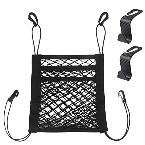 Filet de rangement pour voiture, avec 2 crochets pour siège de voiture pour collecter les débris, les bouteilles, barrière de siège arrière pour animaux de compagnie et enfants Cover