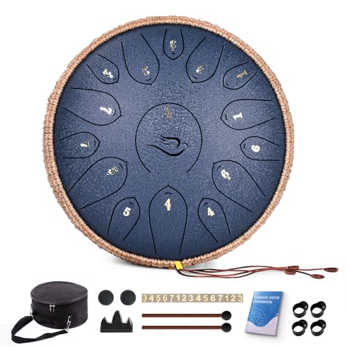 Steel Tongue Drum, 12 Inch 15 Note Tongue Drums, Handpan Drums Percussion Instrument for Kids...