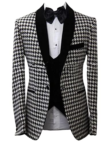 Costume mariage homme pied de poule 3 pièces pour banquets et grands dîners
