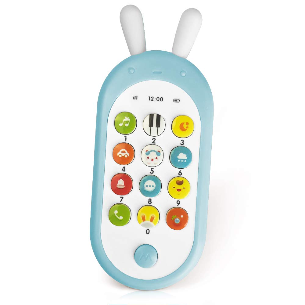 gkcityBaby Toys Phone for Toddlers, Baby Musical Toys, Teether Toys Baby Girl BoyToys with Music,Animal Sounds,Sleep Music for 1 Months Baby Infants Toddlers Kids and Older Blue