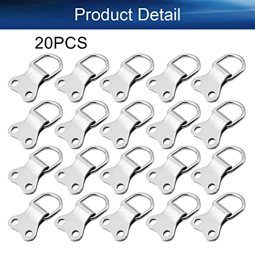 Image of 20Pcs Double Holes D Ring Picture Frame Hangers 36mm x 22mm for Home Decoration Hanging Clock Paintings Artwork Creative Picture Frame Photo Hanging Silver Tone