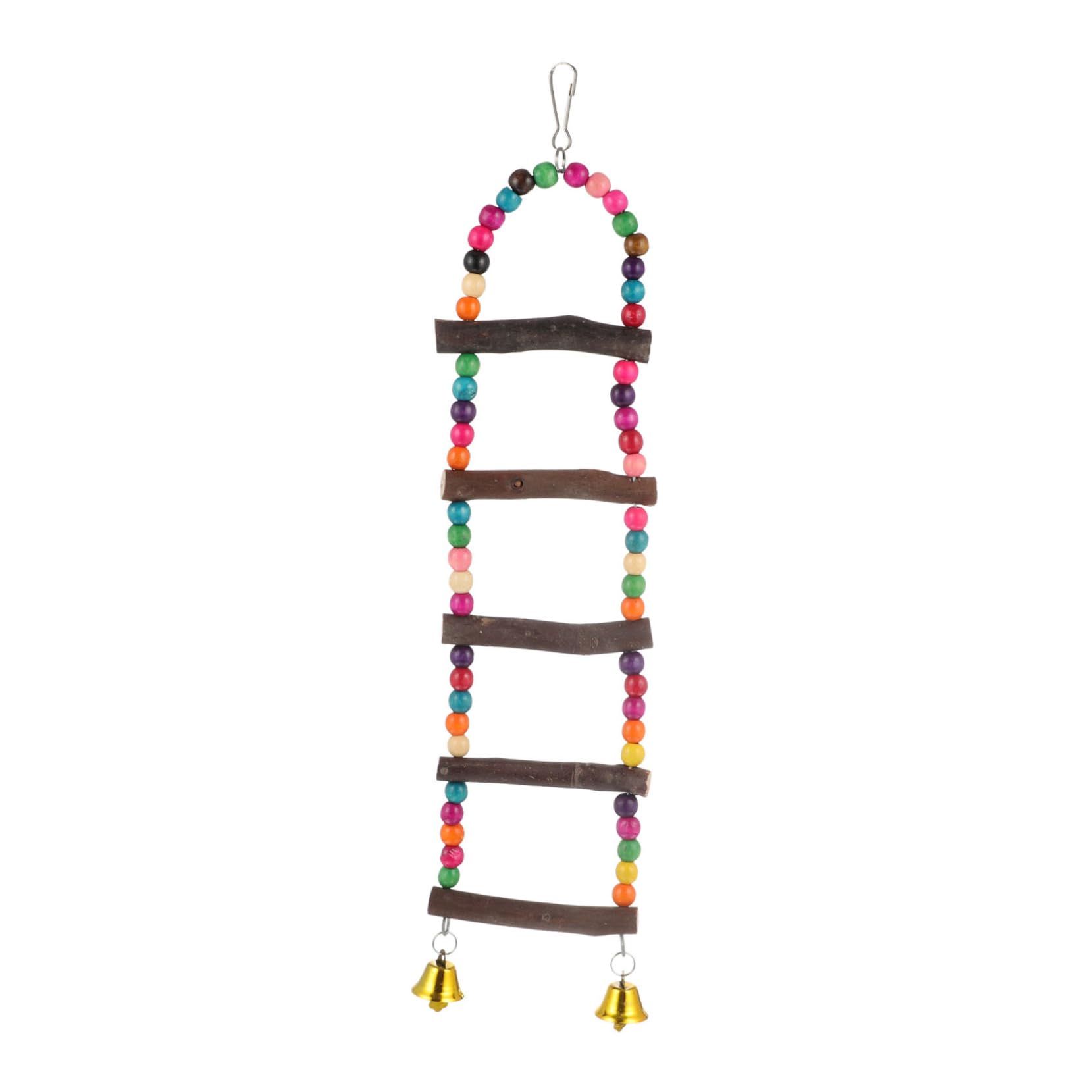 Toddmomy Parrot Training Toy with Ladder Swing and Bridge Natural Wood Large Size