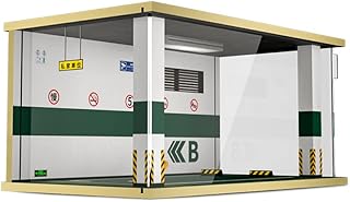 1/18 Scale Die-Cast Car Display Case with Realistic Garage Setup, Built-in Lighting, and Transparent Acrylic Frame