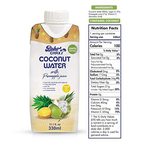 100% Natural Pure Coconut Water Flavor Bundle | Not From Concentrate | Replenish Essential Vitamins And Electrolytes For Superior Hydration | 11.16 Fl Oz Cartons By Boho Chax #TOP7