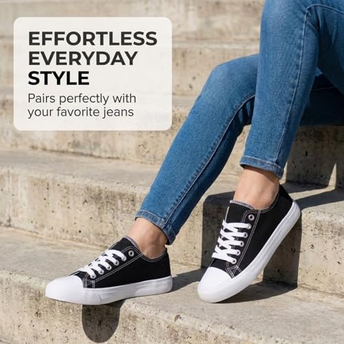 Image of Canvas Shoes for Women, Women's Fashion Sneakers | Casual Low Top, Lace Up, Rubber Sole, Canvas Upper, Cushioned Insole