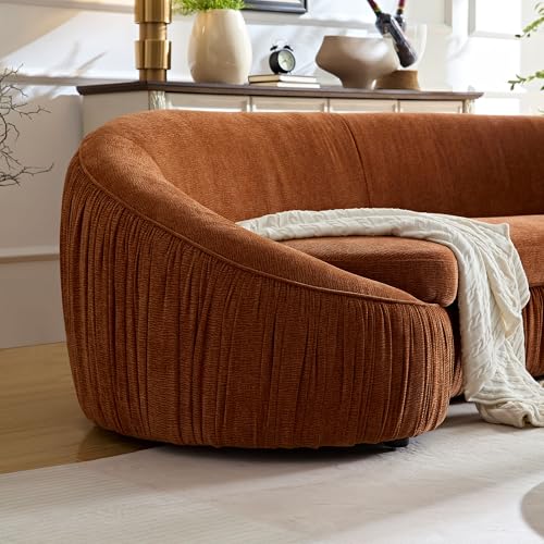 Image of KEIKI 92 inch Oversized Curved Shaped Upholstered Modular Sectional Sofa, Modern 4-Seater Couch with Seat Cushions and Ergonomic Backrest, No Assembly Required, for Apartment, Living Room, Orange