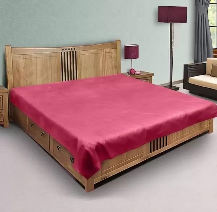 Image of Waterproof PVC Plastic Mattress Protector Double Bed Flat Bedsheet with Elastic for Babies Girls & Boys (Maroon, Size 72x78)
