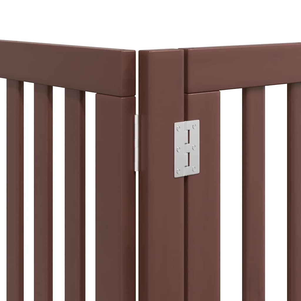 vidaXL Puerta de Perros Plegable 15 Paneles Madera álamo marrón 750 cm, Puerta para Mascotas, Puerta de Seguridad para Perros, Puerta para Perros de Seguridad
