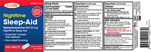 HEALTH LFE HealthLife® Sleep Aid (Diphenhydramine HCl Caplets, 25 mg Blue) 300 Count - Image 6