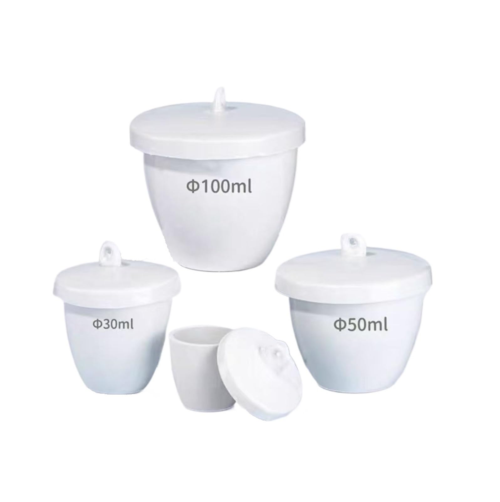 Crisol de porcelana resistente a altas temperaturas con tapa (25/30/50/70 ml) - Paquete de 10 for laboratorios y aplicaciones químicas(30ml)