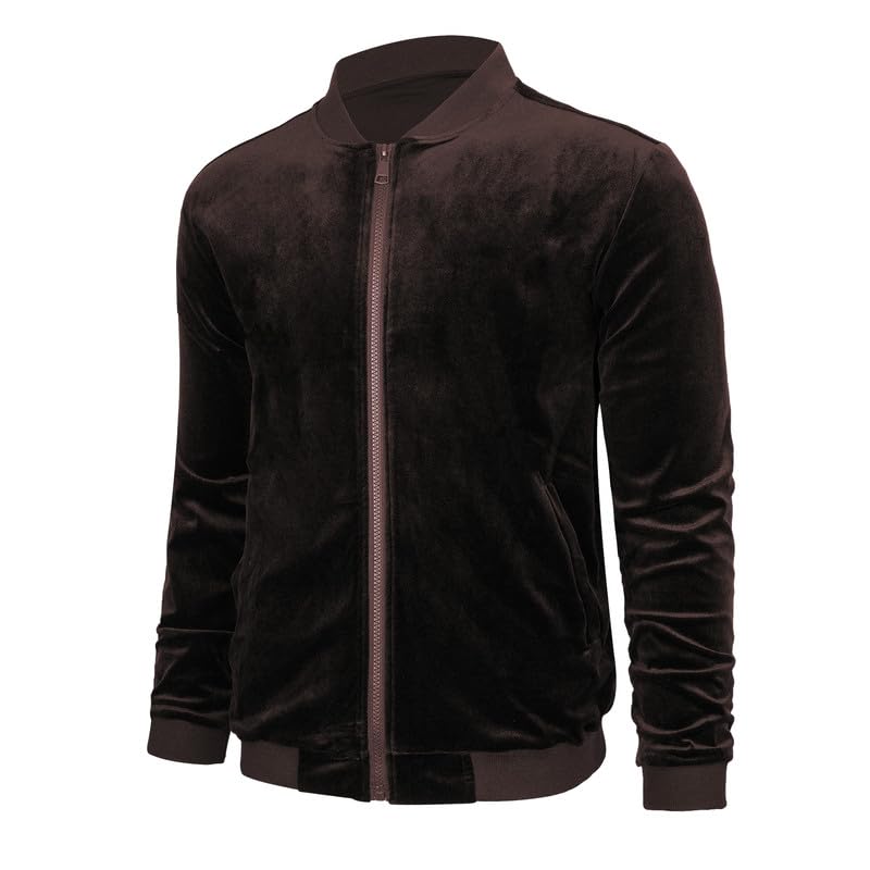 Image of Mens Faux Suede Bomber Jacket Varsity Jacket Windbreaker Vintage Casual Lightweight Leather Coats Jackets