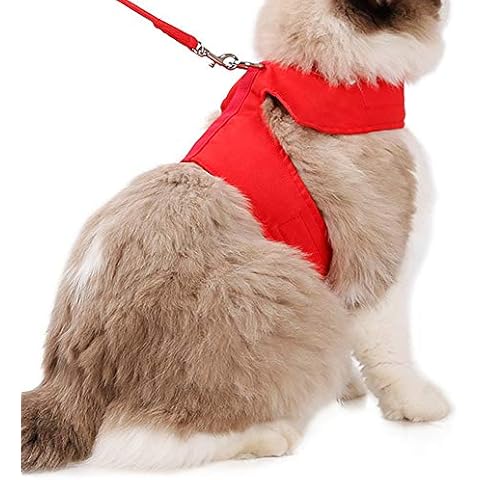 fushida Cat Harness and Leash Set Ultra-Light Kitten Collar Soft and Comfortable Escape Proof Cat Walking Jacket (Neck 15-26cm / Chest: 28-40 / Leash Length 120cm) (Red) Cover