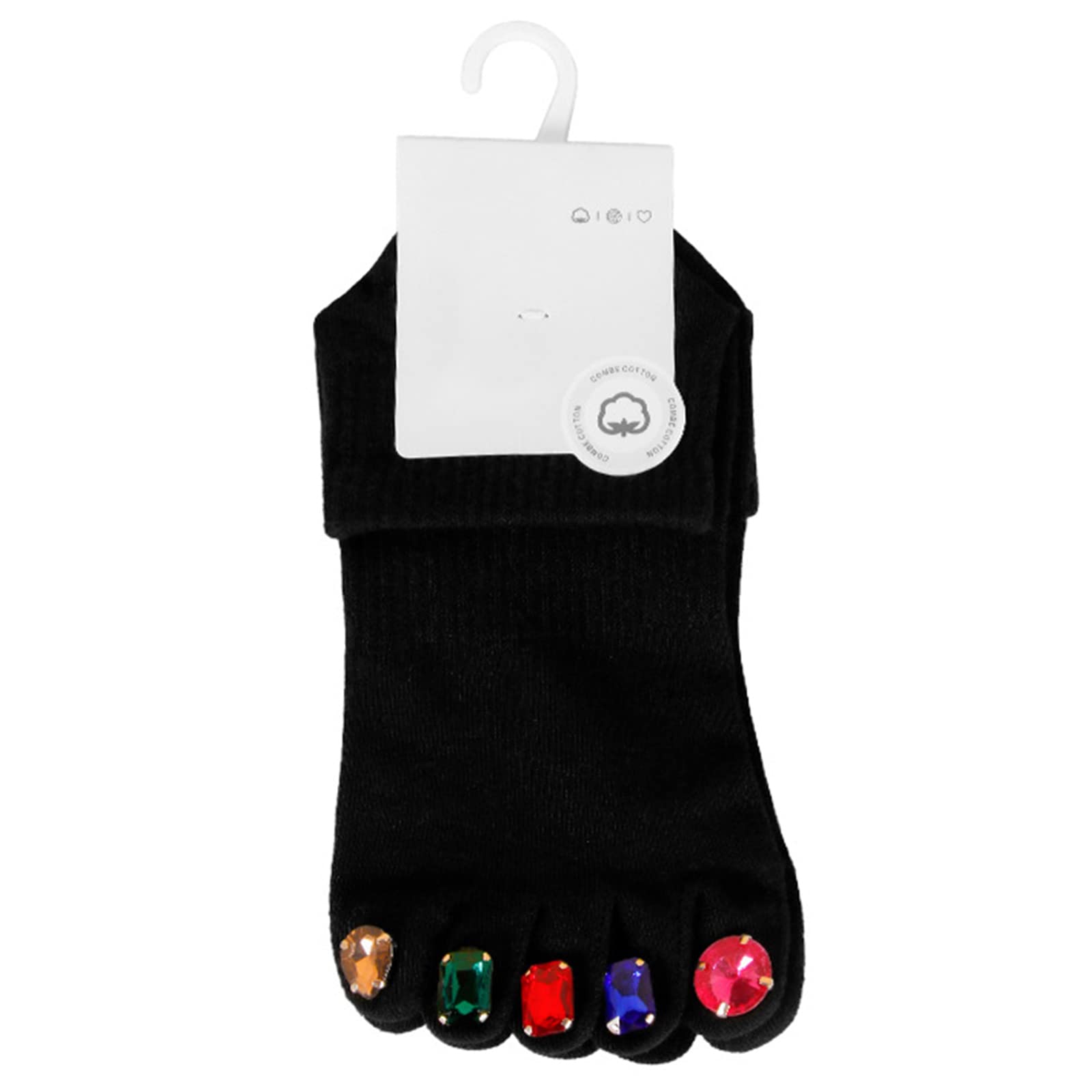 Maxtonser Toe Socks For Women Five Finger Socks with Decor Girl Five Finger Cotton Socks Novelty Patchwork Socks
