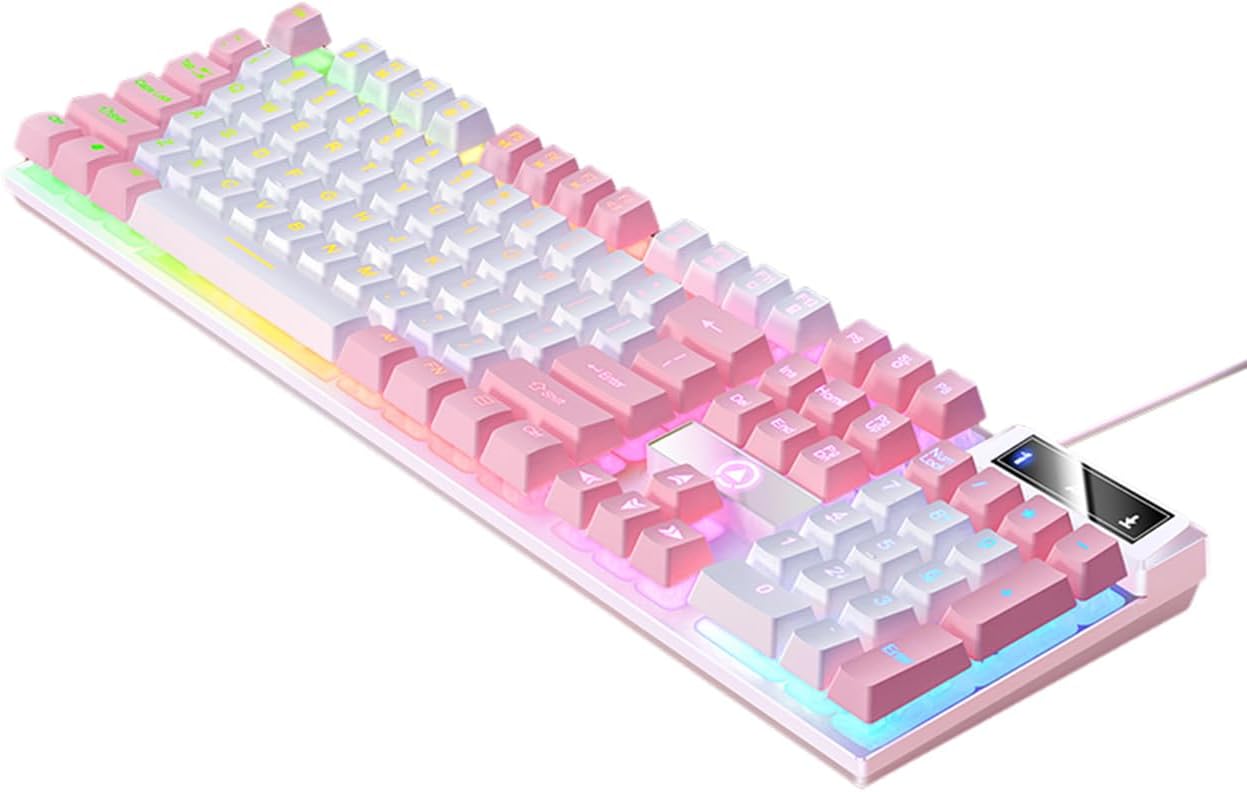 Gaming Keyboard Wired E-Sports Key Board RGB Backlit Computer Keyboard Square Key for Desktop Laptop PC Mac Game Typing