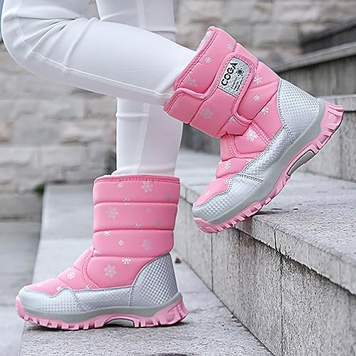 DIYCAM Toddler Boys Girls Snow Boots, Winter Insulated Outdoor Boots for Kids Boys Girls Winter Snow Boots Outdoor Non Slip Walking Shoes Cold Weather Hiking Boots Winter Baby Shoes2