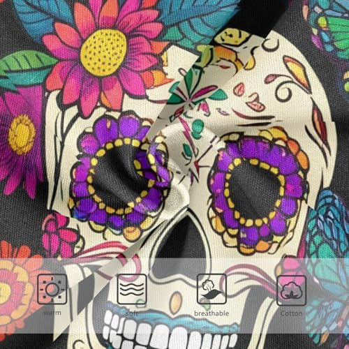 Colorful Sugar Skulls Flowers Black Toddler Girls Underwear 2t Cotton Girl Panties Cute Personalized Briefs Undies Kids3