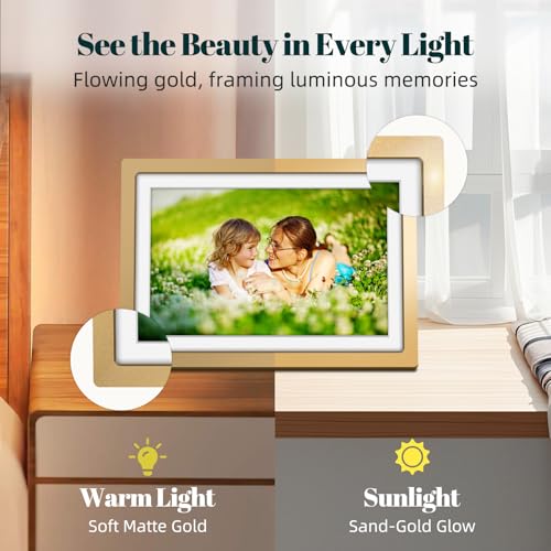 Frameo Digital Photo Frame WiFi Sunset Gold Frame 10.1 Inch Picture Frame with 1280x800 HD IPS Touchscreen, Built-in 32GB, Send Photo Video via Frameo App/USB/SD, Gifts for Women Men - Image 4