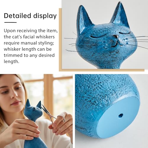 Estatuas modernas de gato azul marino FJS 8.7 pulg miniatura 4