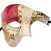 Price comparison product image Vintage Design Half Face Men's Phantom Of The Opera Venetian Carnival Masquerade Mask (Beige & red)