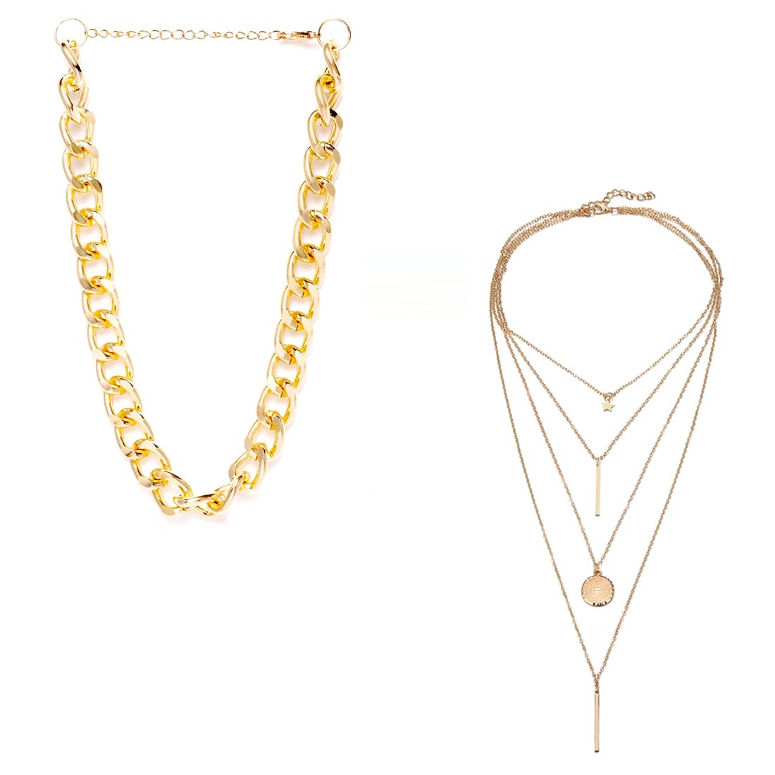 Jewels Galaxy Jewellery For Women Gold-Plated Layered Necklace-Set Of 2 (JG-PC-NCKF-22176) (B0B94DPWQ9) Amazon Price History, Amazon Price Tracker