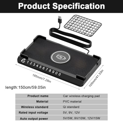 Image of STHIRA Wireless Charging Dock Car Pad with 1.5M Cable 15W Fast Wireless Phone Charger Cell Phone Flat Charging Mat Compatible with 12 /14 /15 /16 /17 Galaxy S21 /S22 /S23 /24